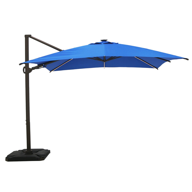 Abba Patio 10 x 10 Feet Rectangular Solar LED 360 Degree Rotating Offset Cantilever Umbrella (Base Weight Included)