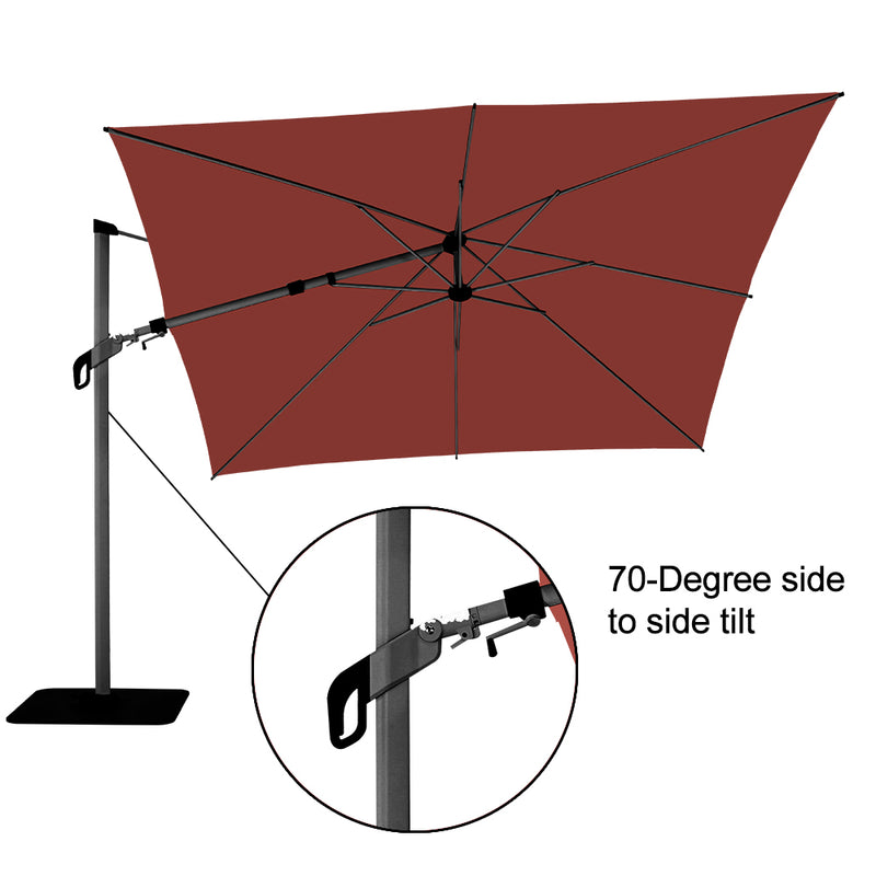 Sorara 10 x 10 Feet Vienna Rectangular 360 Degree Rotating Offset Cantilever Umbrella