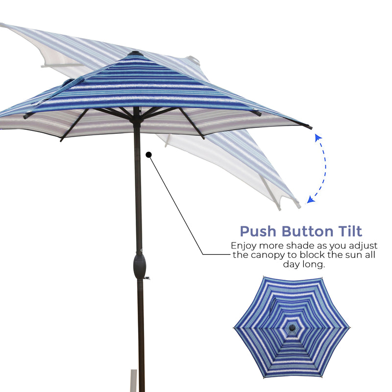 7-1/2 ft Striped Market Umbrella