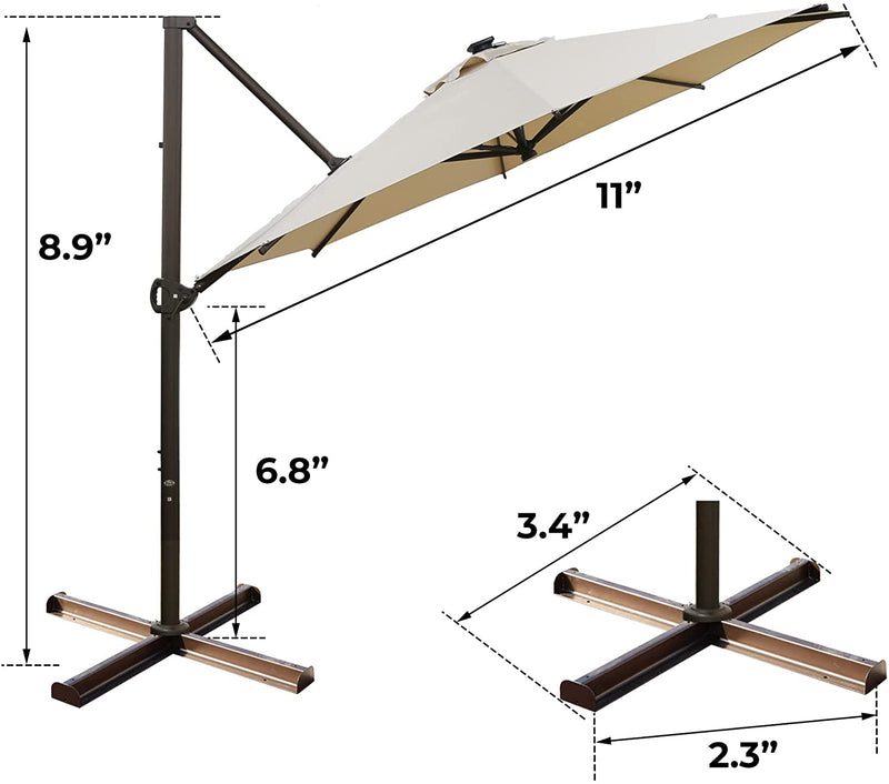 11 Feet Offset Cantilever Umbrella Patio With Cross Base