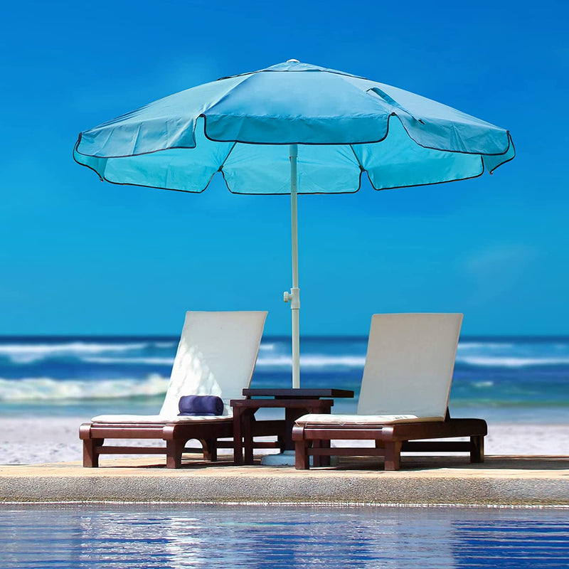 7 Feet Beach Umbrella with Sand Anchor, Push Button Tilt and Carry Bag