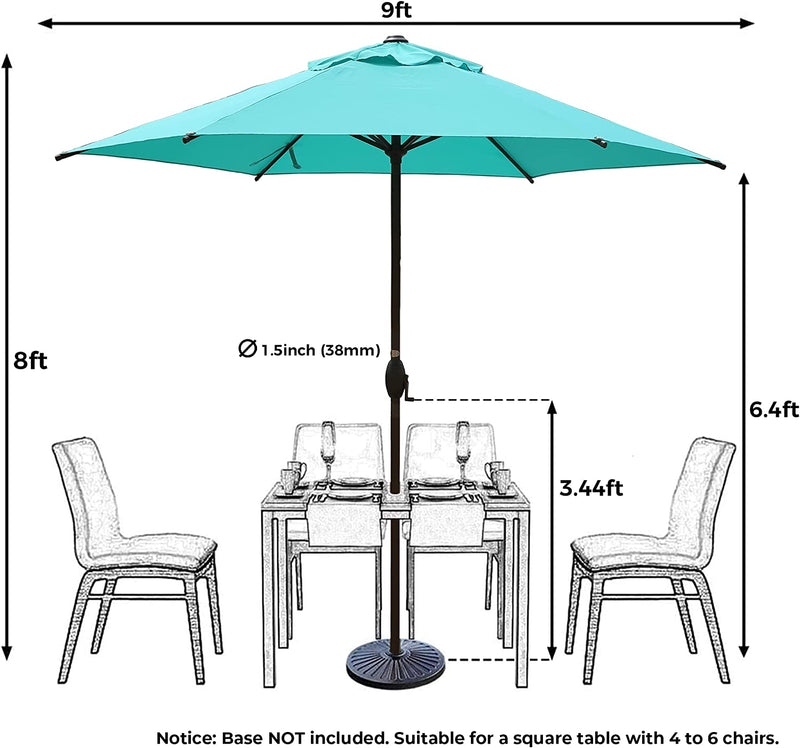 9 Feet Patio Umbrella With Push Button Tilt and Crank