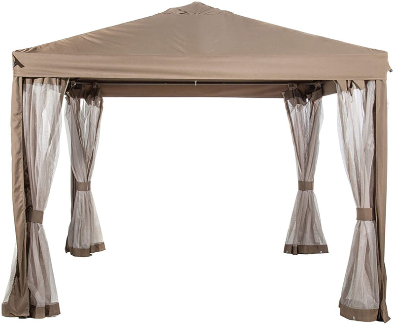 10x10 Feet Soft Top Gazebo Fully Enclosed Garden Canopy with Mosquito Netting