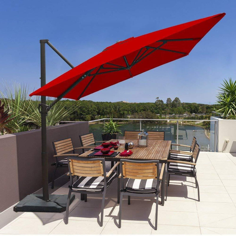 Abba Patio 8 x 10 Feet Rectangular Offset Cantilever Umbrella, Red