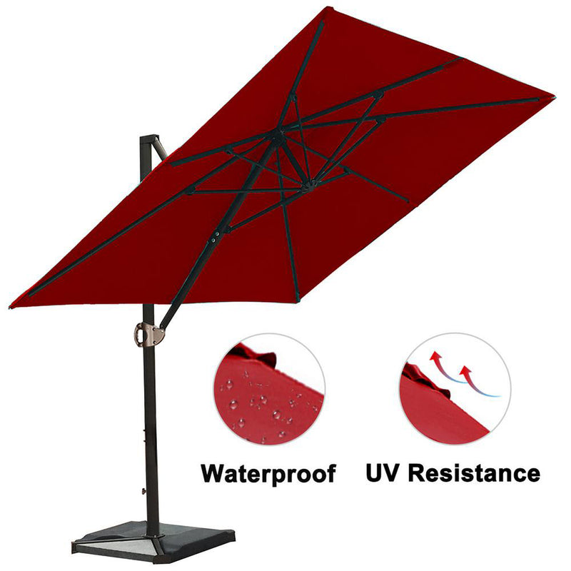 8 x 10 Feet Rectangular Offset Cantilever Umbrella, Red