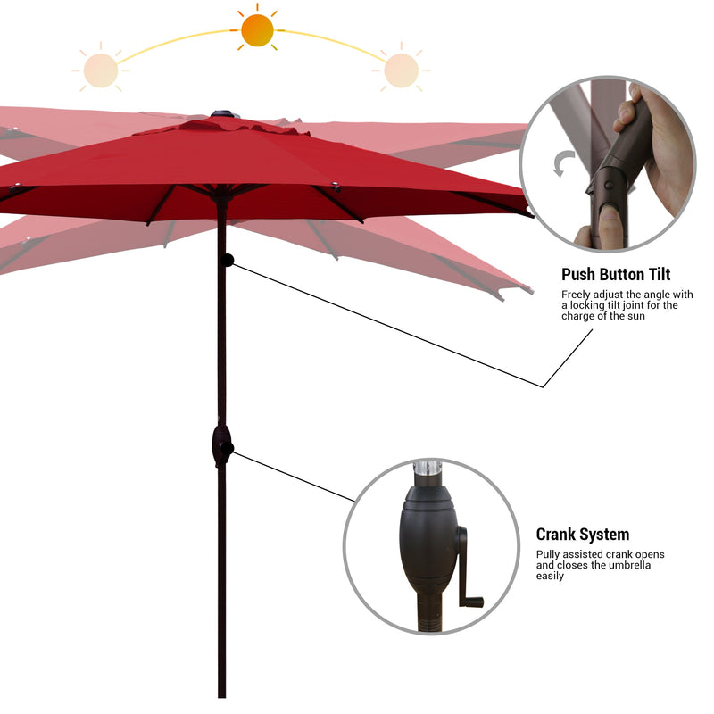 9 Feet Patio Market Table Umbrella with Push Button Tilt and Crank (8 ribs)