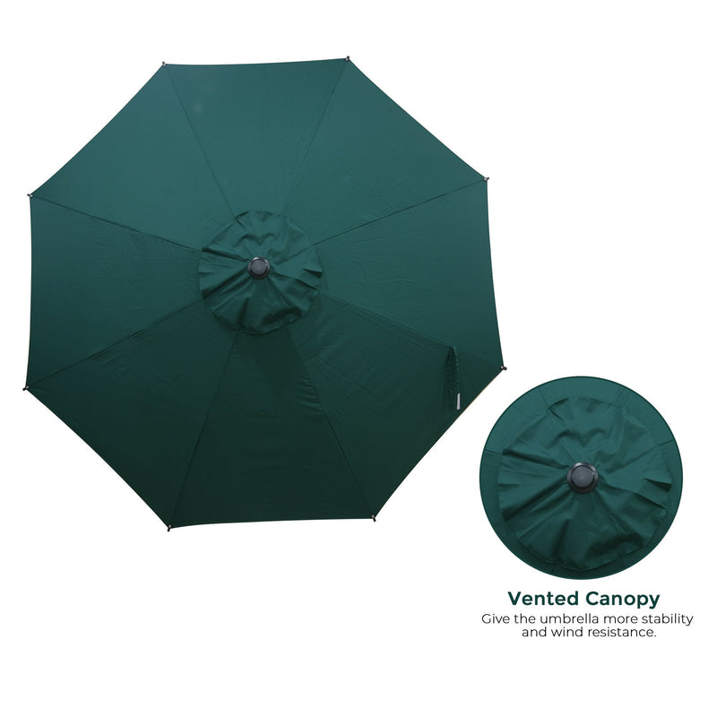 Abba Patio 11 Feet Market Umbrella With Push Button Tilt And Crank, 8 Ribs with green color